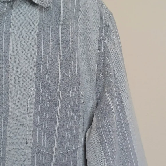 Mossimo Supply Co Men's Large Grey 100% Cotton Long Sleeve Stripe Button Shirt - Picture 5 of 9